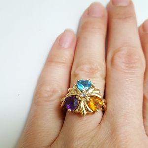 Vintage 14k Gold Tri Color Hearts Ring 5 grams